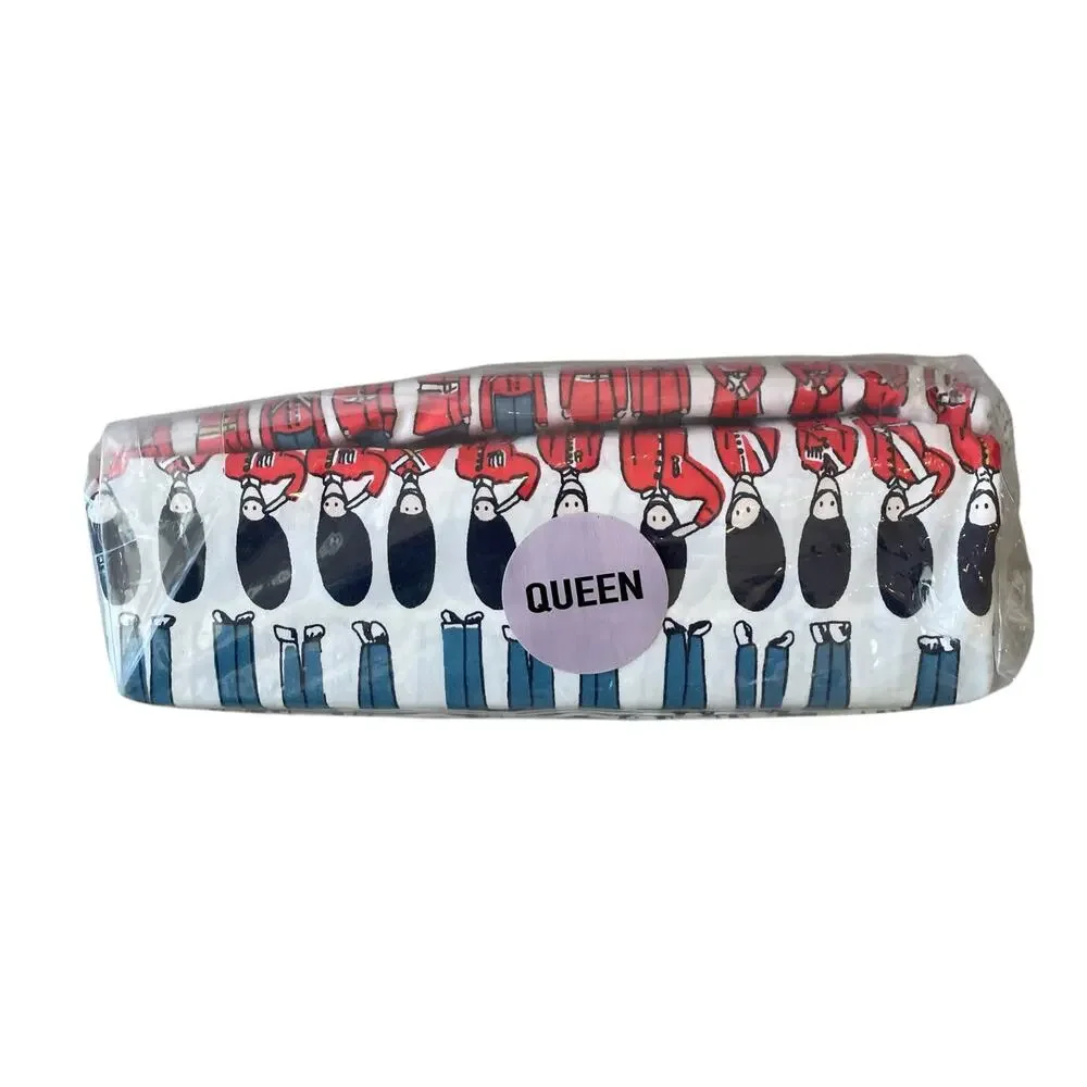 Cath Kidston London Guards Soldiers Christmas Nutcracker QUEEN Sheet Set 4 pc